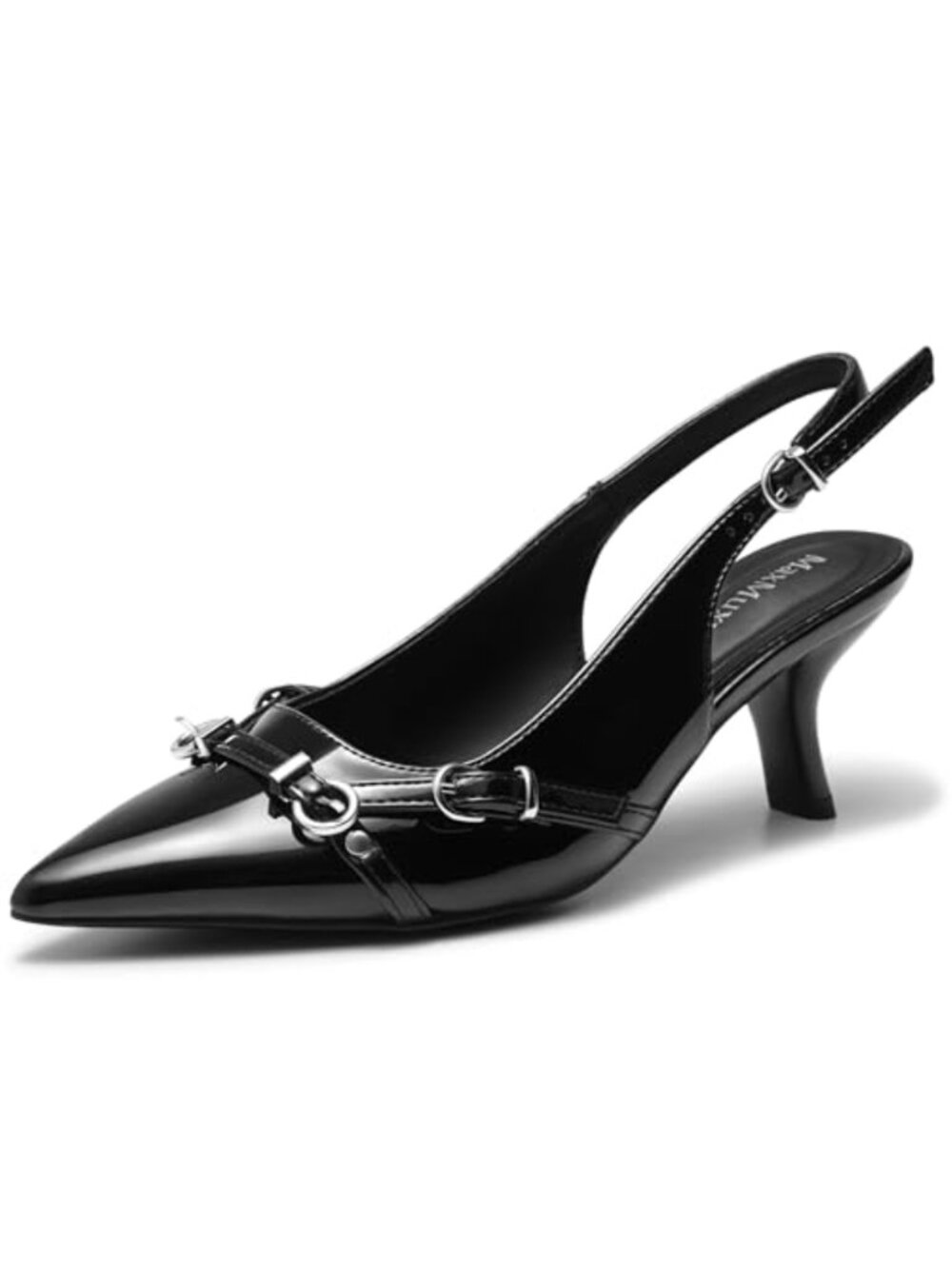 Women's Kitten Heel Slingback Pumps Pointed Toe Low Heel Dress Shoes Work Bridal